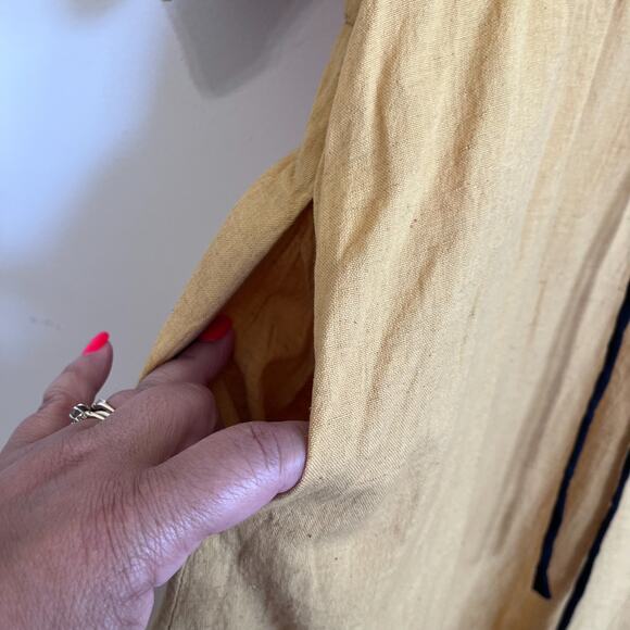 Pana Mina Flax Cotton Lagenlook Dress Size XS Yellow Boho Ethically Made India - Picture 7 of 10